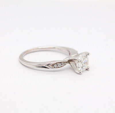 14KW 1.10CTTW DIAMOND ENGAGEMENT RING 1CT ROUND CTR H-SI2 N1907 image