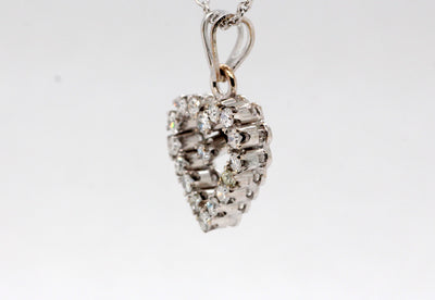 Estate 18KW .33 Cttw Single Cut Diamond Heart Pendant
