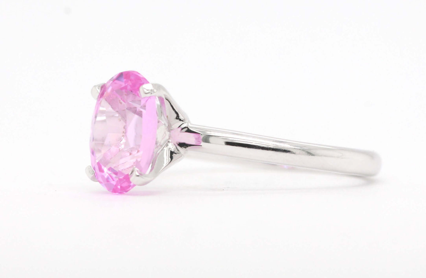 14KW 2.25 Ct Synthetic Pink Sapphire Solitaire Ring image