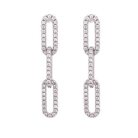18KW Diamond Paperclip Chain Earrings