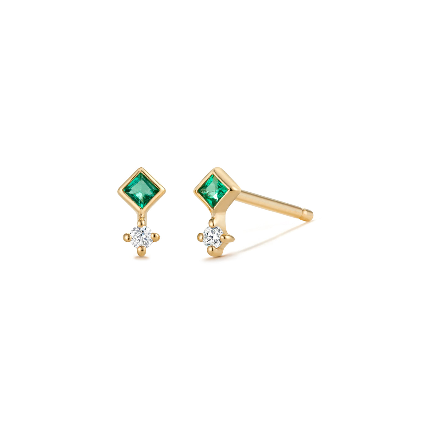 EMMIE Emerald And Diamond Studs