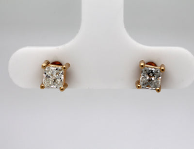 14KY .50 Cttw Diamond Princess Cut Stud Earrings