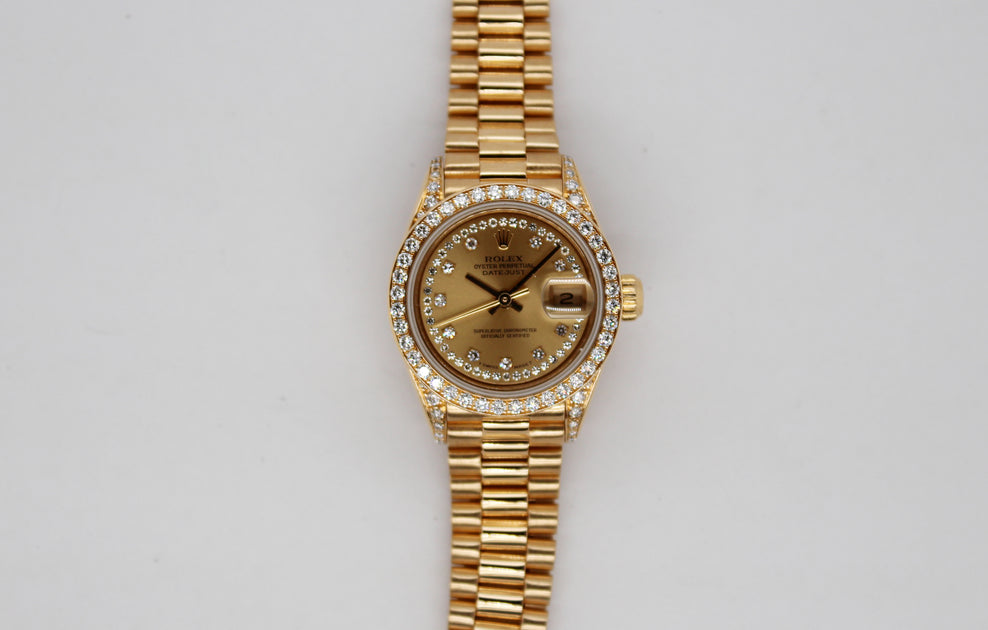 Ladies Gold Rolex Oysterperpetual Datejust Factory Diamond Dial