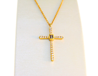 18KW Diamond Cross Necklace