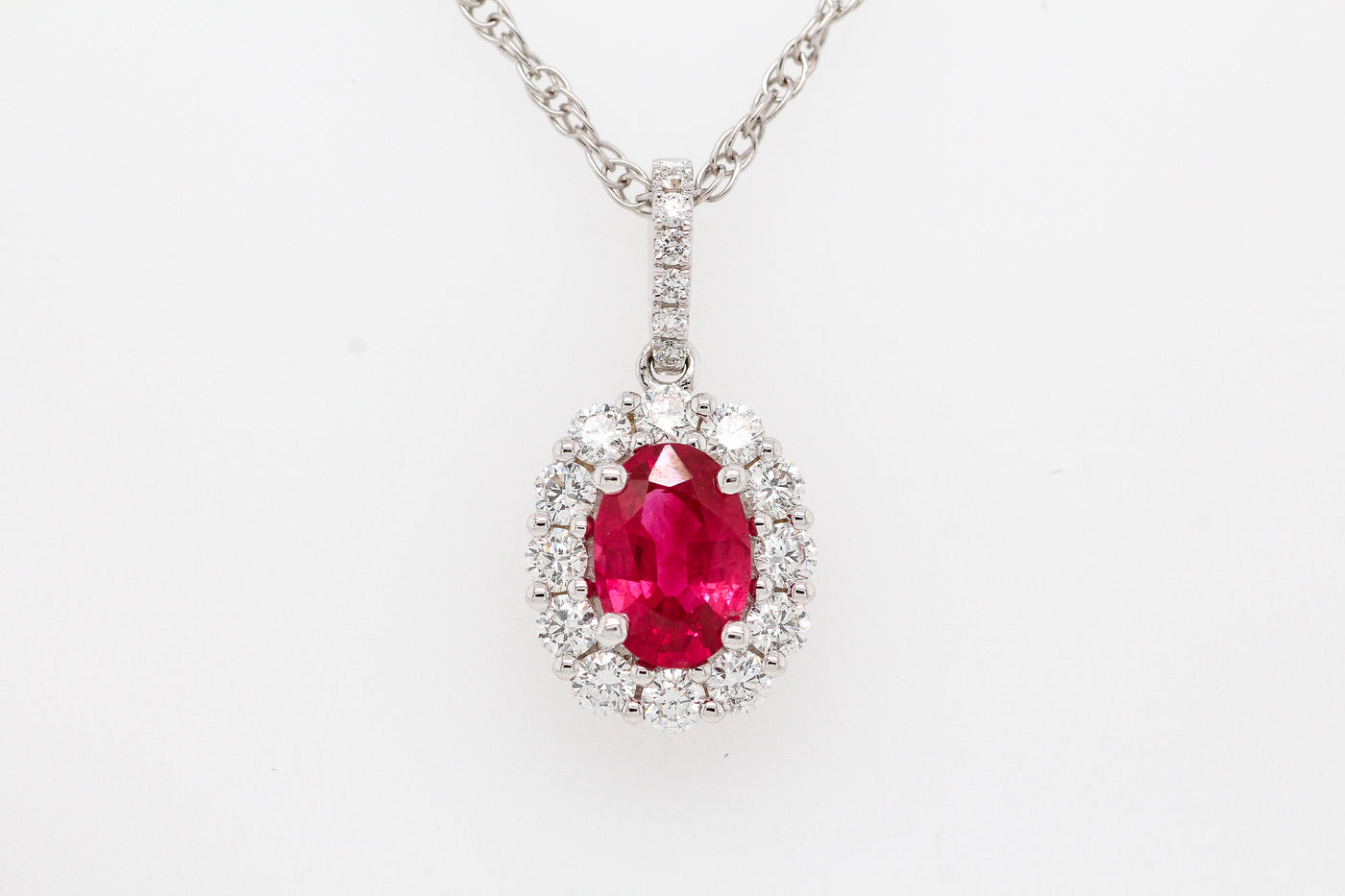 18KW Ruby and Diamond Pendant