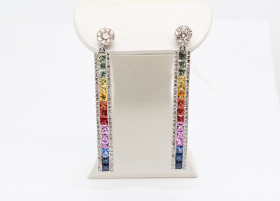 18KW Fancy Sapphire and Diamond Earrings