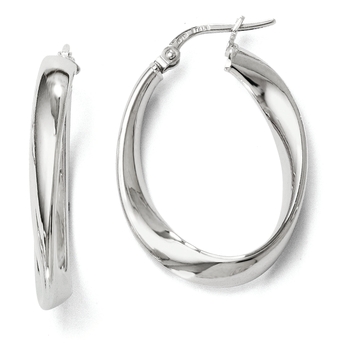 SS RHODIUM PLATED TWISTED HOOPS
QLE253