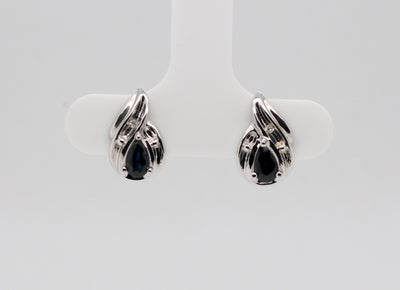 Estate 14KW .60 Cttw Sapphire and Diamond Earrings