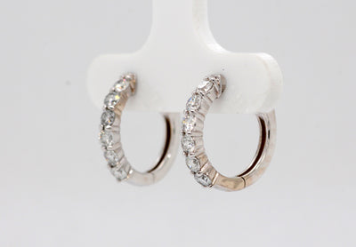 14KW .75 Cttw Diamond Small Hoop Earrings