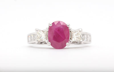 Estate 18KW 1.85 Ct Ruby And Diamond Ring