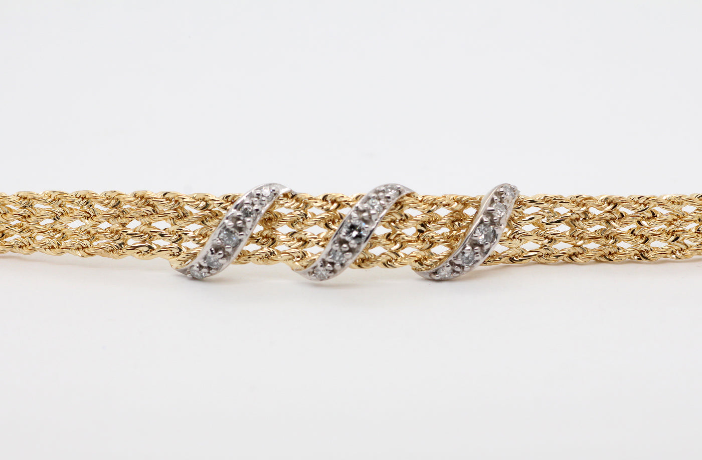 Estate 14KY .15 Cttw Diamond Rope Bracelet H in Color and I1 in Clarit