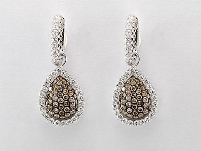 18KW Brown and White Diamond Earrings