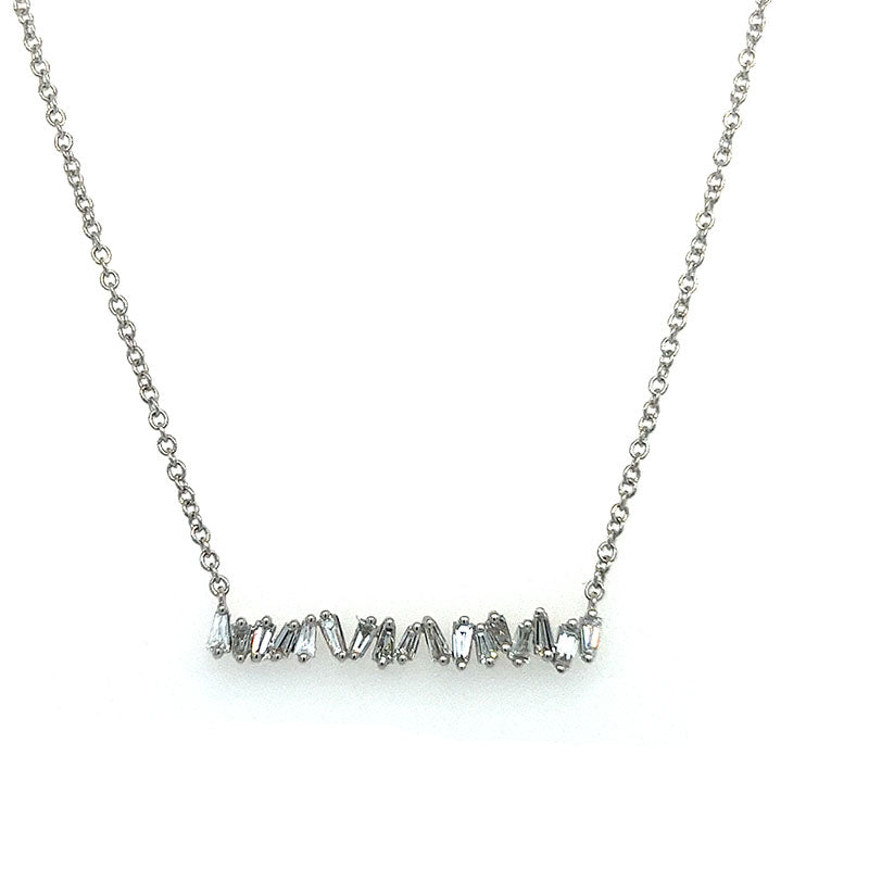 18KW 17" Tapered Baguette Diamond Necklace