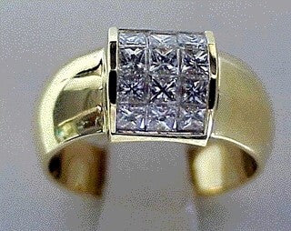 18KY Diamond Invisible Set Ring