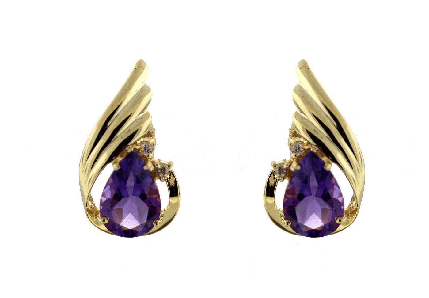 14KY 2.20 CTTW AMETHYST AND DIAMOND EARRINGS image
