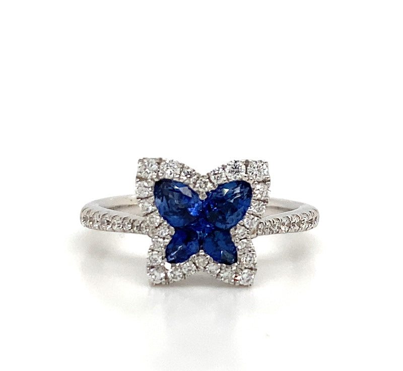 18KW .81 Cttw Sapphire and .39 Cttw Diamond Ring