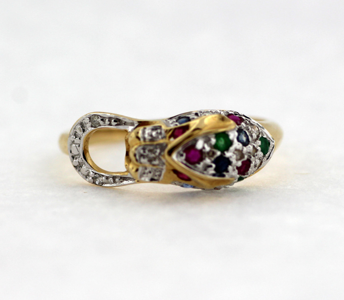 ESTATE 14KY RUBY, SAPPHIRE , AND EMERALD RING