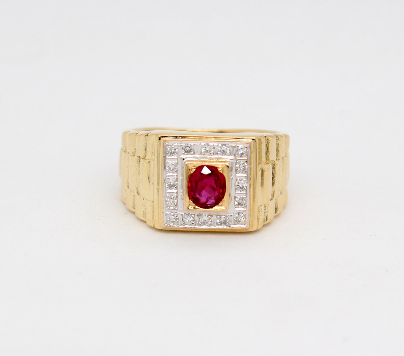 Estate 14KY .37 Ct Ruby and .12 Cttw Diamond Ring