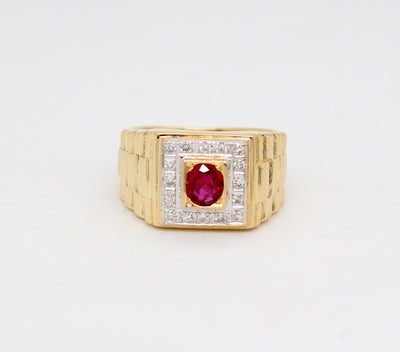 Estate 14KY .37 Ct Ruby and .12 Cttw Diamond Ring