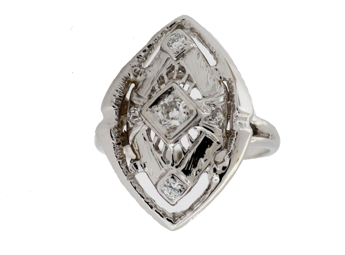 ESTATE 14KW .21 CTTW DIAMOND VINTAGE RING G-SI1