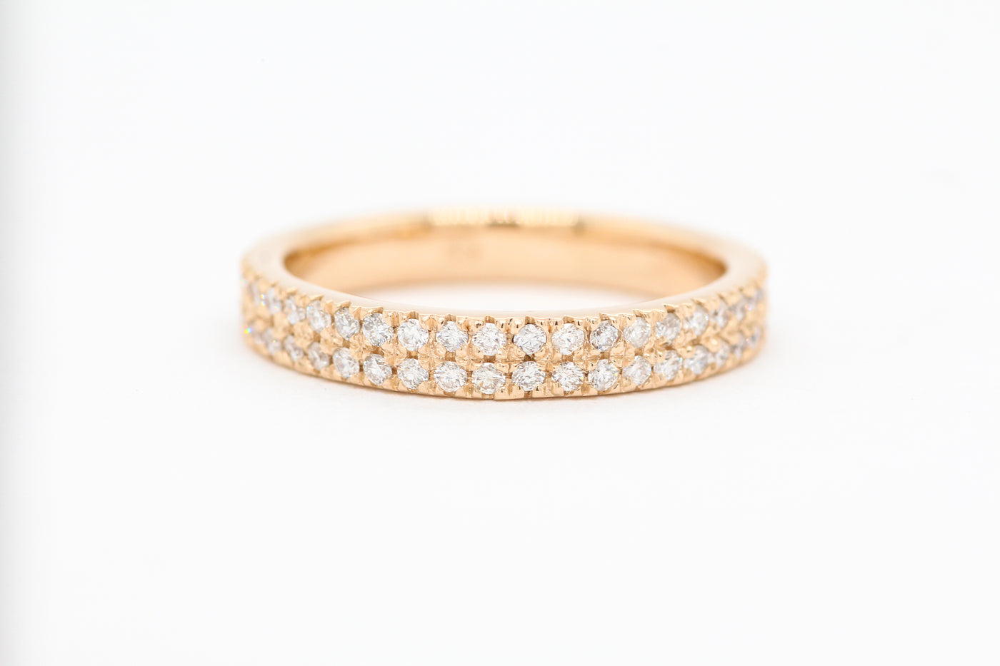 14ky .65 cttw diamond 2 row wedding band, h-si2