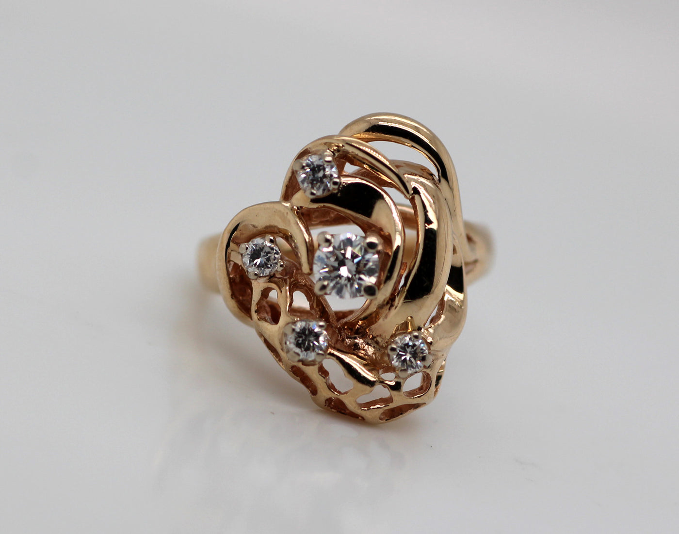 ESTATE 14KY .40 CTTW DIAMOND FREE FORM RING H-SI1