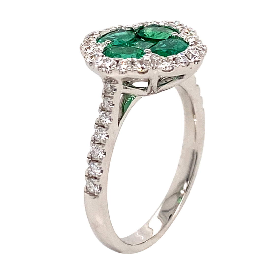 18KW .92 Cttw Emerald and .45 Cttw Diamond Ring