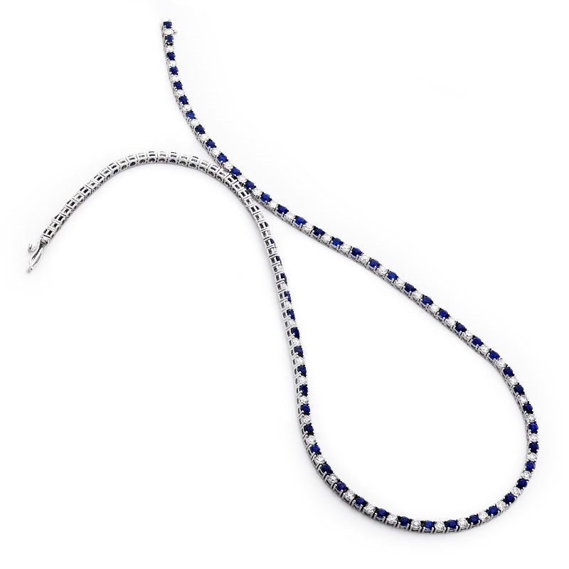18KW 7.43 Cttw Sapphire and 3.07 Cttw Diamond Necklace