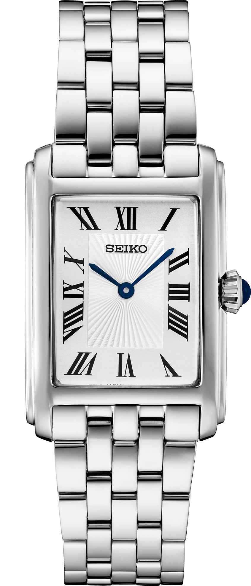 Lds Seiko Stainless Steel Rectangle Case Roman Numeral Watch SWR083