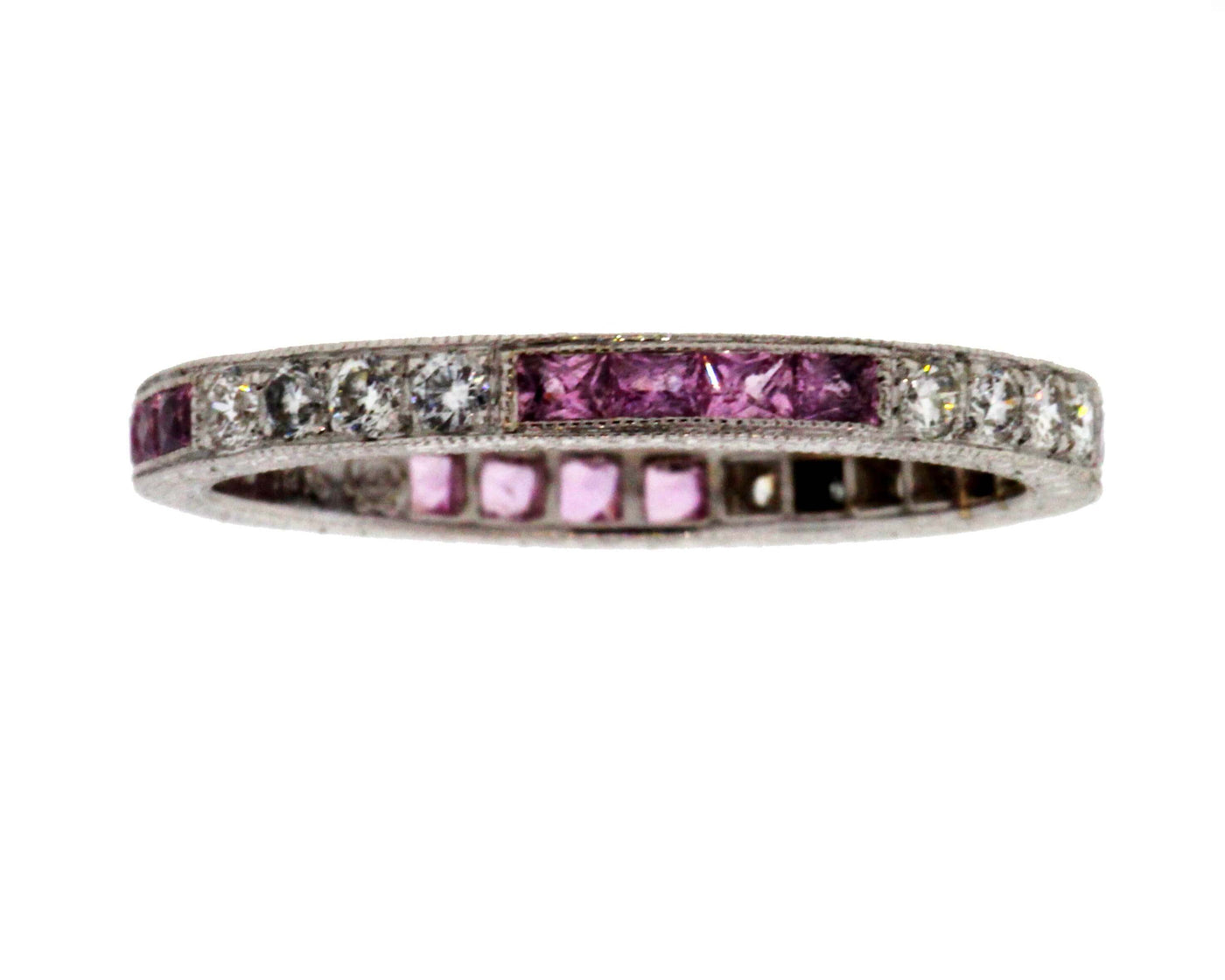 18K White Gold Pink Sapphire and Diamond Ring image