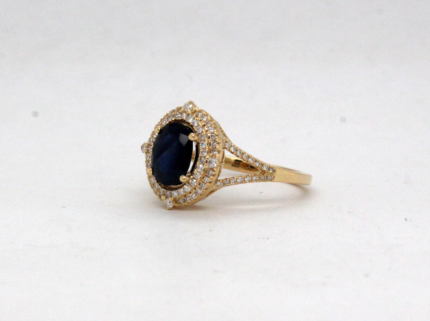 14KY 1.45 Ct Sapphire and .33 Cttw Diamond Ring