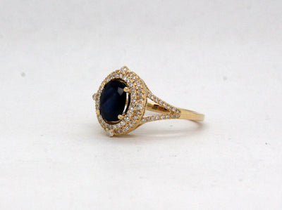 14KY 1.45 Ct Sapphire and .33 Cttw Diamond Ring