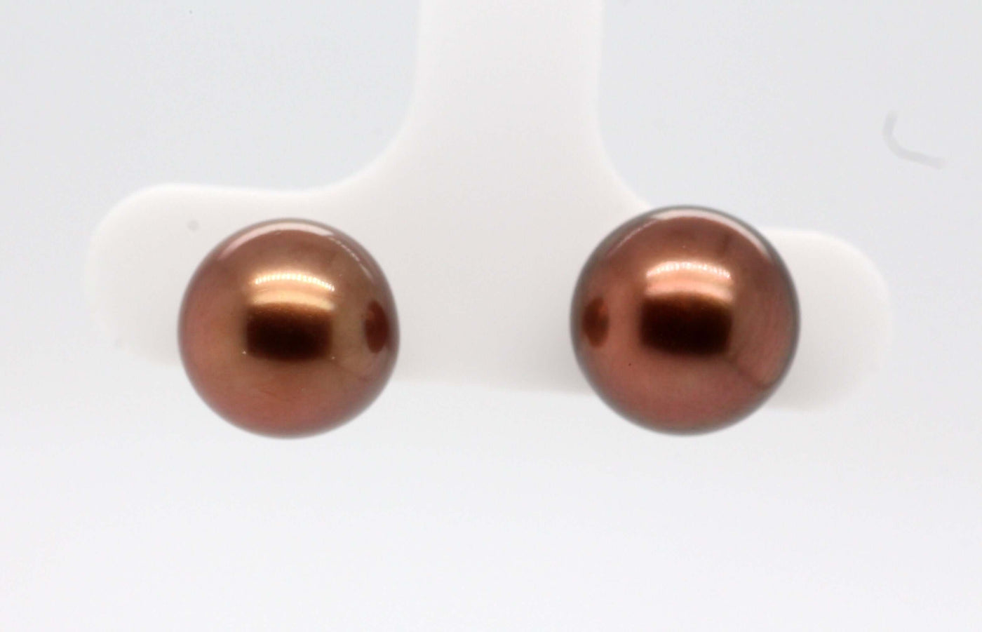 14ky 9-9.5 mm copper pearl ear studs image