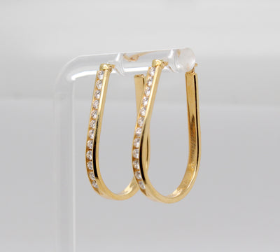 Estate 18KY .75 Cttw Diamond Hoop Earrings