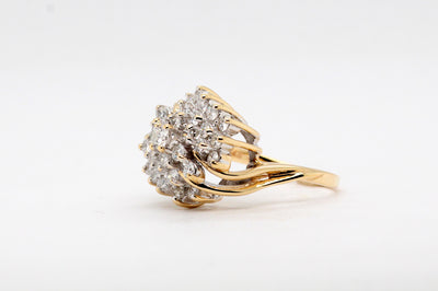 Estate 14KY 1.50 Cttw Diamond Cluster Ring