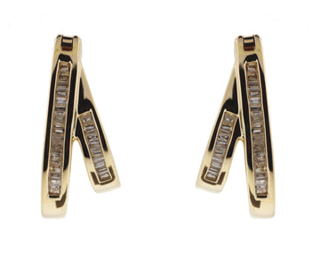 14KY 1.00CTTW DIAMOND HOOP EARRINGS