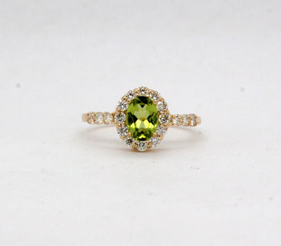 14KY .85 Ct Peridot and .47 Cttw Diamond Ring