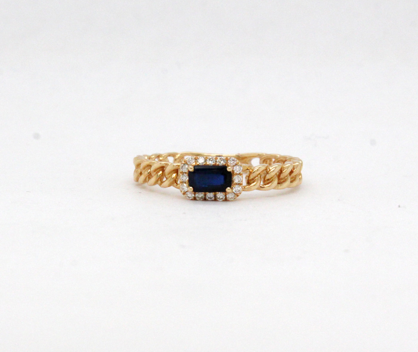 14KY .37 Ct Sapphire and .07 Cttw Diamond Ring