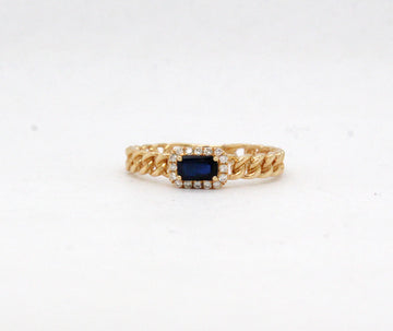 14KY .37 Ct Sapphire and .07 Cttw Diamond Ring