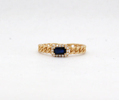 14KY .37 Ct Sapphire and .07 Cttw Diamond Ring