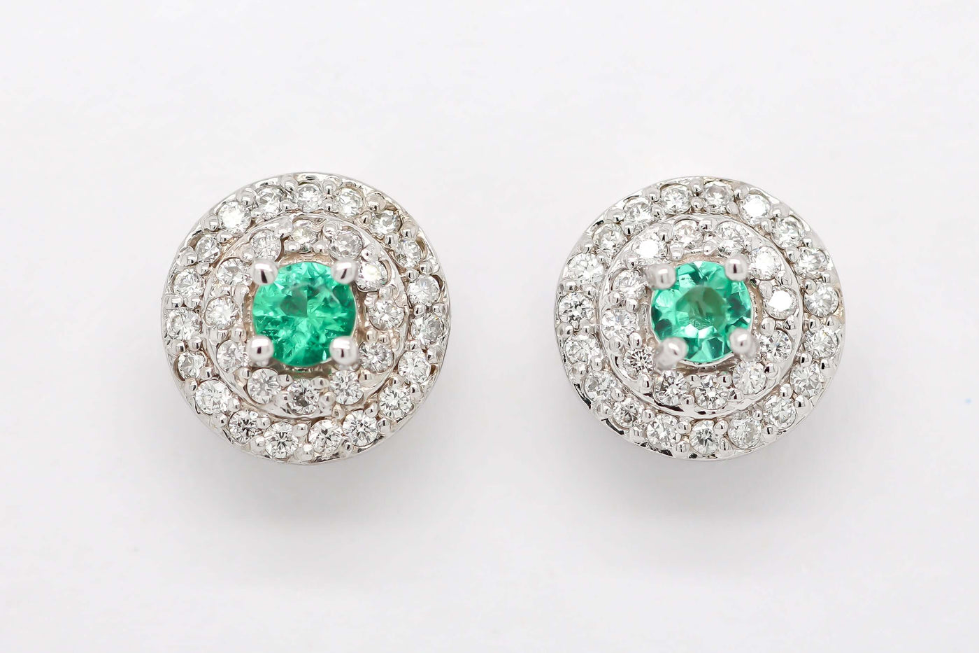 14KW .15 CTTW EMERALD AND DIAMOND EARRINGS, .20 CTTW GH-SI2 image