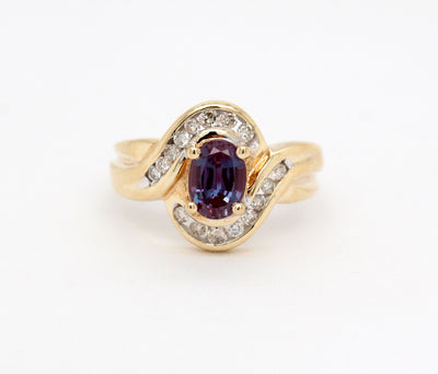 Estate 10KY 1.10 Ct Mystic Topaz and .30 Cttw Diamond Ring