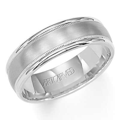 11-WV5010Y8-G.00 - ARTCARVED - Comfort Fit wedding band with brushed finish, milgrain and rolled edges
