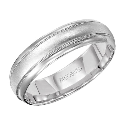 11-WV5014W-G.00 - ARTCARVED - Comfort Fit wedding band with brushed finish, milgrain and rolled edges