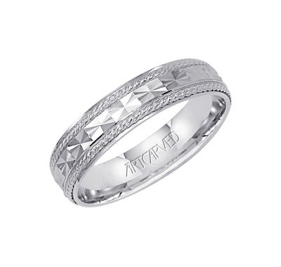 11-WV5021-G.00 - ARTCARVED - Comfort Fit wedding band with engraved design, rope detailing and rolled edges