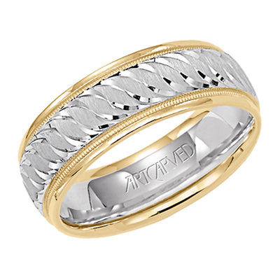 11-WV5568-G.00 - ARTCARVED - Comfort Fit wedding band with engraved design, milgrain and rolled edges
