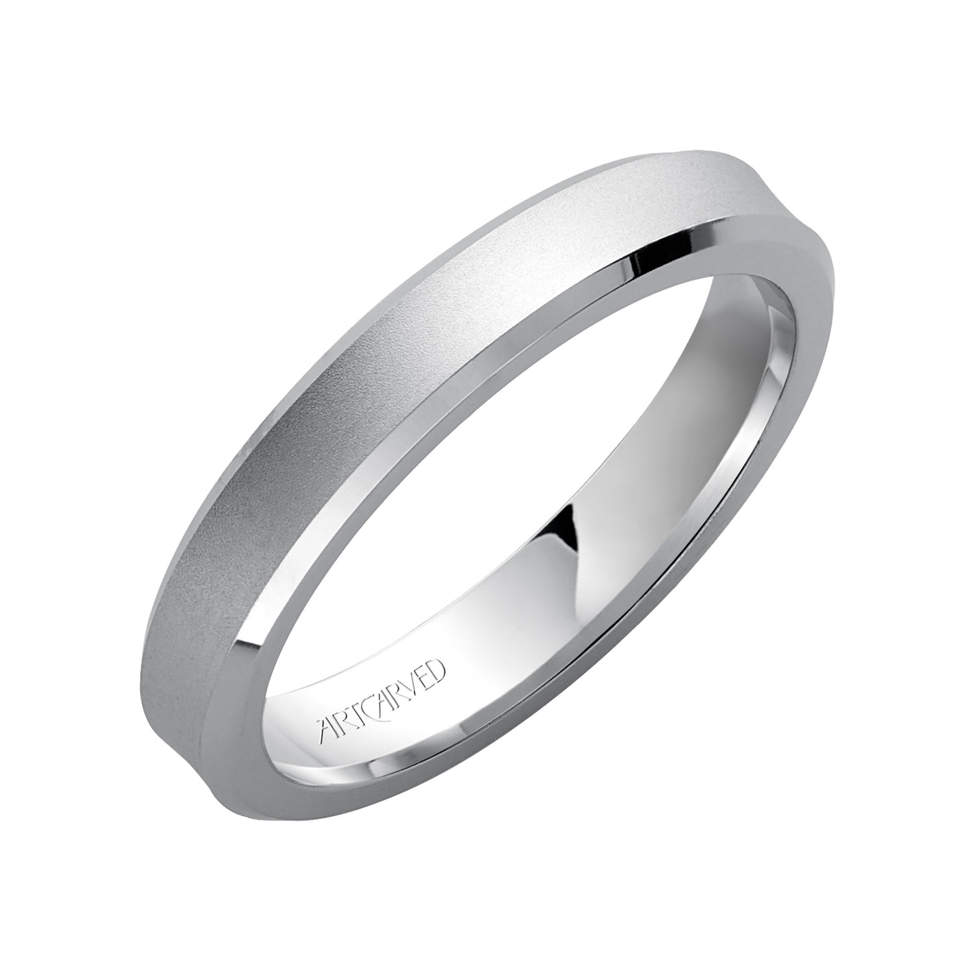 11-WV7188W8-G.00 - ARTCARVED - Comfort Fit, engraved wedding band with beveled edges and satin finish