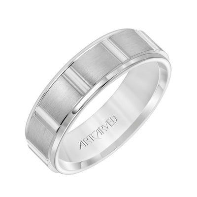 11-WV7313W-G.00 - ARTCARVED - Comfort Fit wedding band with geometric design, brushed finish and rolled edges