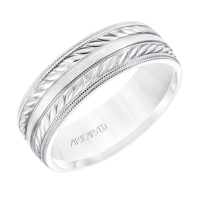 11-WV8671RW7-G.00 - ARTCARVED - 7MM Comfort Fit Wedding Band with a Wheat Motif and Milgrain Accent with Milgrain Edges