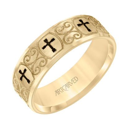 11-WV8911Y7-G.00 - ARTCARVED - Flat Bevel Edge Carved Wedding Band